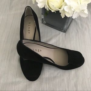 Hinge Black Suede Heels | Pumps | Closed Toe